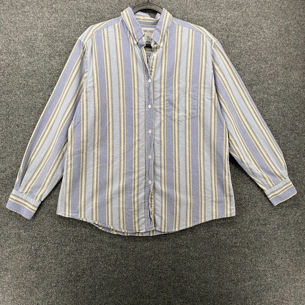 Cabin Creek Shirt Womens L Blue Striped Button Up‎ Long Sleeve Ladies Office